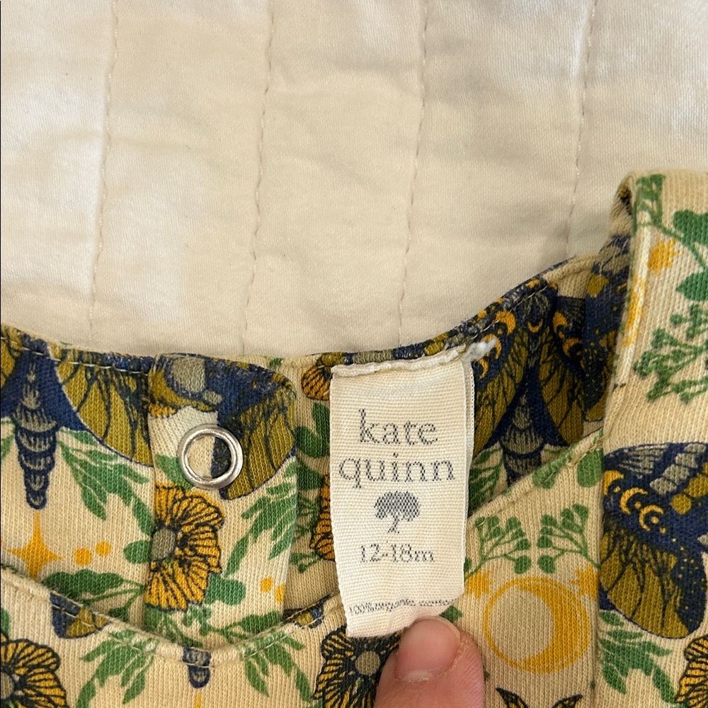 Kate Quinn Insect Print Baby Bubble Romper with Navy Bow - Picture 4 of 5